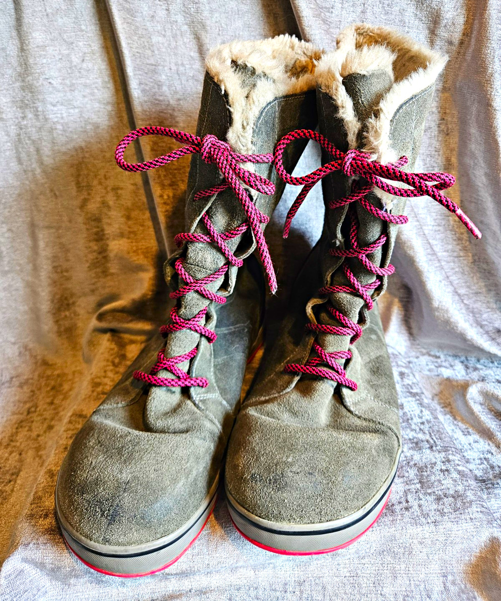 SOREL NL1976-002 Waterproof Suede Faux Fur Lace-Up Winter Boots US 10 Pink Laces